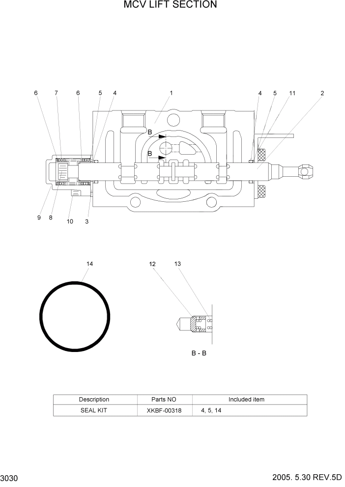 Схема запчастей Hyundai HBF20/HBF25/HBF30/HBF32/HBF20-7 - PAGE 3030 MCV LIFT SECTION ГИДРАВЛИЧЕСКИЕ КОМПОНЕНТЫ