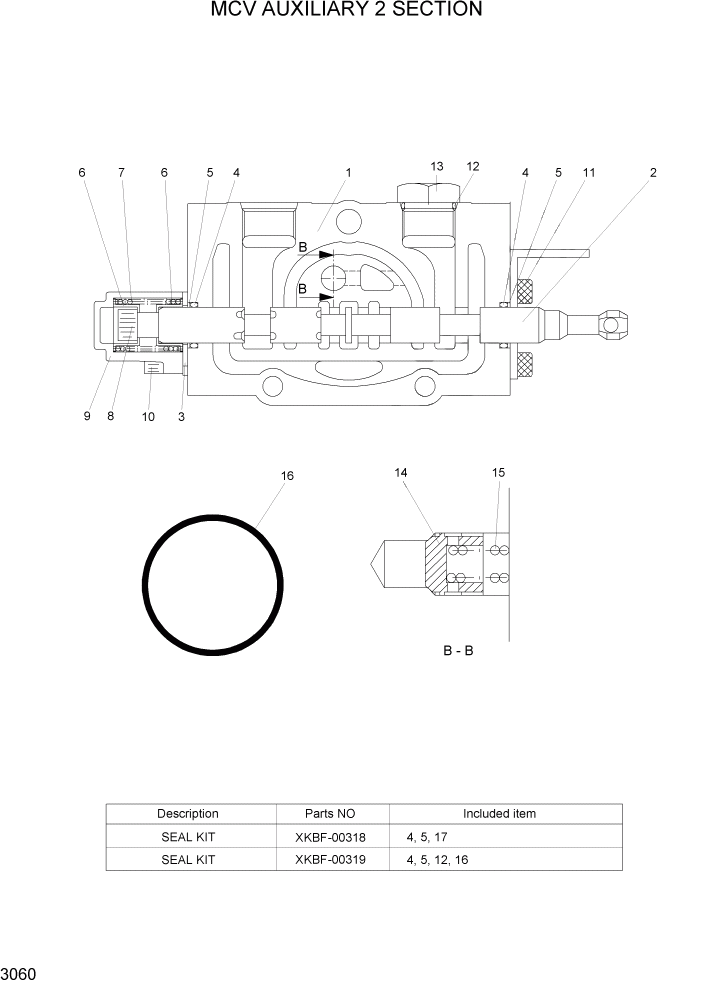 Схема запчастей Hyundai HBF20/HBF25/HBF30/HBF32/HBF20-7 - PAGE 3060 MCV AUXILIARY2 SECTION ГИДРАВЛИЧЕСКИЕ КОМПОНЕНТЫ