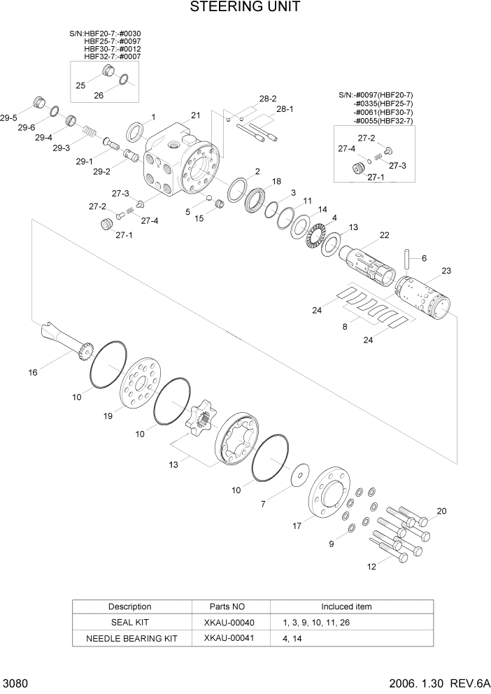 Схема запчастей Hyundai HBF20/HBF25/HBF30/HBF32/HBF20-7 - PAGE 3080 STEERING UNIT ГИДРАВЛИЧЕСКИЕ КОМПОНЕНТЫ