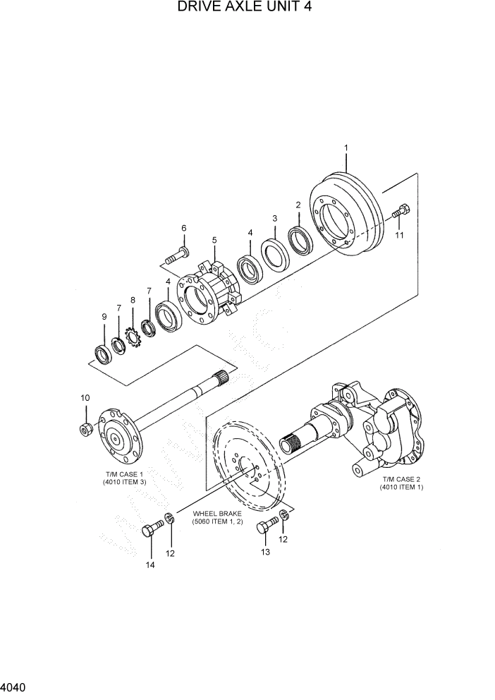 Схема запчастей Hyundai HBF20/HBF25/HBF30/HBF32/HBF20-7 - PAGE 4040 DRIVE AXLE UNIT 4 СИЛОВАЯ СИСТЕМА