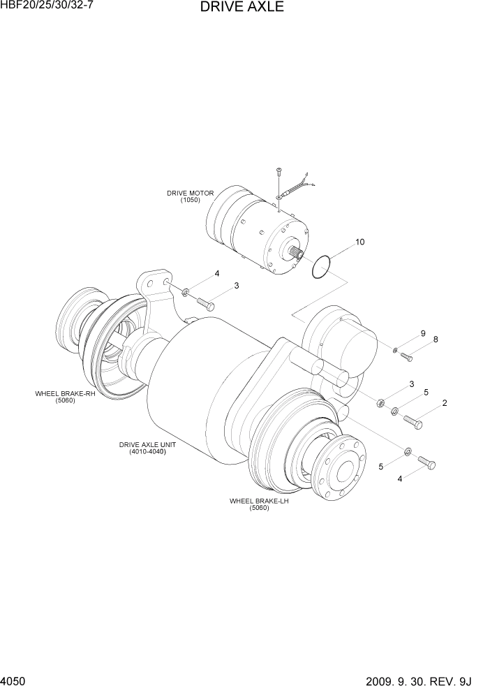 Схема запчастей Hyundai HBF20/HBF25/HBF30/HBF32/HBF20-7 - PAGE 4050 DRIVE AXLE MOUNTING СИЛОВАЯ СИСТЕМА