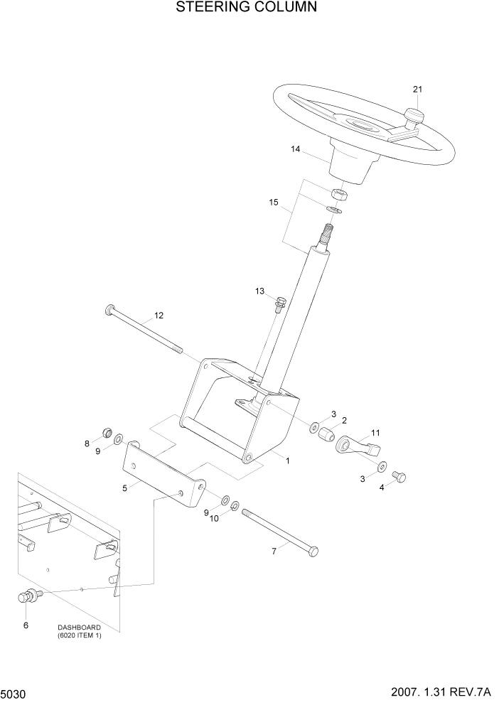 Схема запчастей Hyundai HBF20/HBF25/HBF30/HBF32/HBF20-7 - PAGE 5030 STEERING COLUMN РУЛЕВОЕ & СИСТЕМА УПРАВЛЕНИЯ