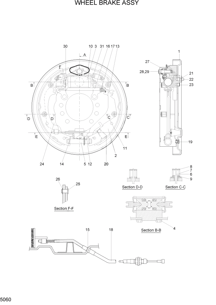 Схема запчастей Hyundai HBF20/HBF25/HBF30/HBF32/HBF20-7 - PAGE 5060 WHEEL BRAKE ASSY РУЛЕВОЕ & СИСТЕМА УПРАВЛЕНИЯ