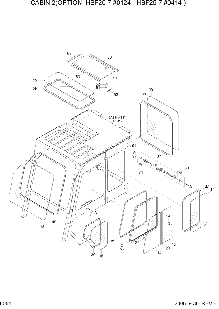 Схема запчастей Hyundai HBF20/HBF25/HBF30/HBF32/HBF20-7 - PAGE 6051 CABIN 2(OPTION,OLD) picture 2 СТРУКТУРА