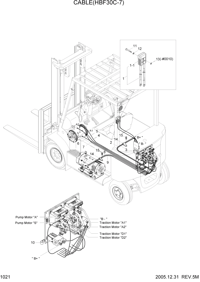 Схема запчастей Hyundai HBF20/HBF25/HBF30C-7 - PAGE 1021 CABLE(HBF30C-7) ЭЛЕКТРИЧЕСКАЯ СИСТЕМА