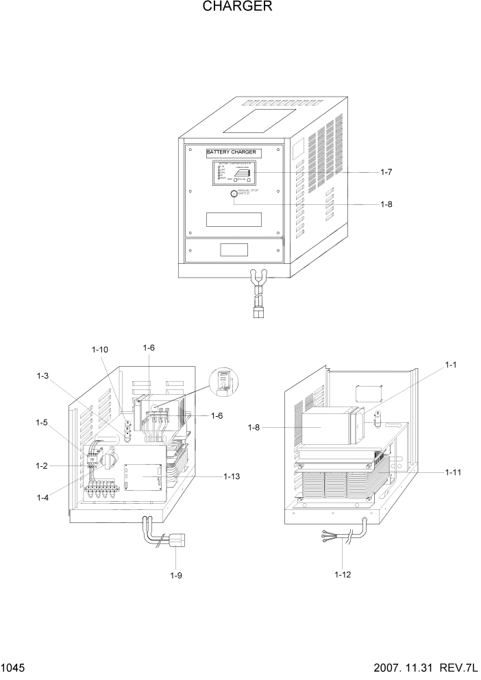 Схема запчастей Hyundai HBF20/HBF25/HBF30C-7 - PAGE 1045 CHARGER ЭЛЕКТРИЧЕСКАЯ СИСТЕМА