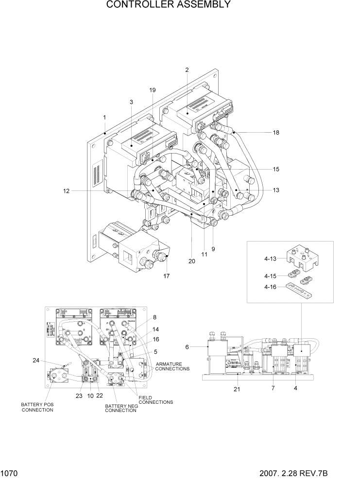 Схема запчастей Hyundai HBF20/HBF25/HBF30C-7 - PAGE 1070 CONTROLLER ASSEMBLY ЭЛЕКТРИЧЕСКАЯ СИСТЕМА