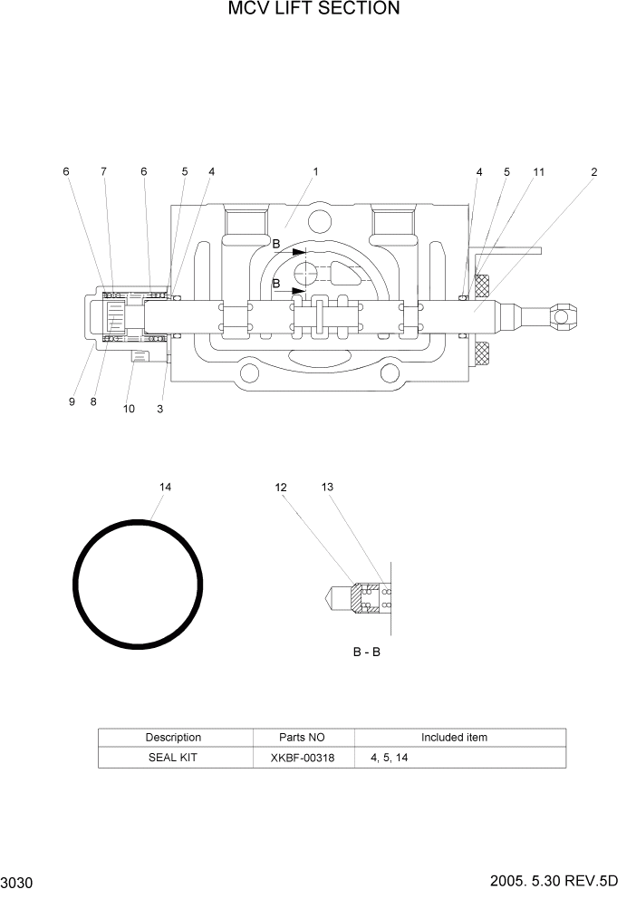 Схема запчастей Hyundai HBF20/HBF25/HBF30C-7 - PAGE 3030 MCV LIFT SECTION ГИДРАВЛИЧЕСКИЕ КОМПОНЕНТЫ