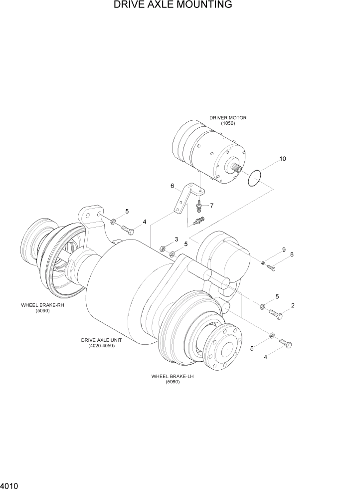 Схема запчастей Hyundai HBF20/HBF25/HBF30C-7 - PAGE 4010 DRIVE AXLE MOUNTING СИЛОВАЯ СИСТЕМА