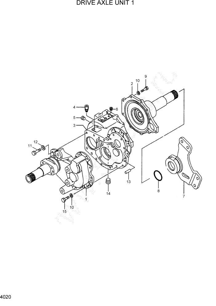 Схема запчастей Hyundai HBF20/HBF25/HBF30C-7 - PAGE 4020 DRIVE AXLE UNIT 1 СИЛОВАЯ СИСТЕМА