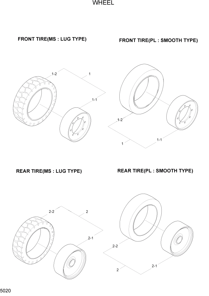 Схема запчастей Hyundai HBF20/HBF25/HBF30C-7 - PAGE 5020 WHEEL РУЛЕВОЕ & СИСТЕМА УПРАВЛЕНИЯ