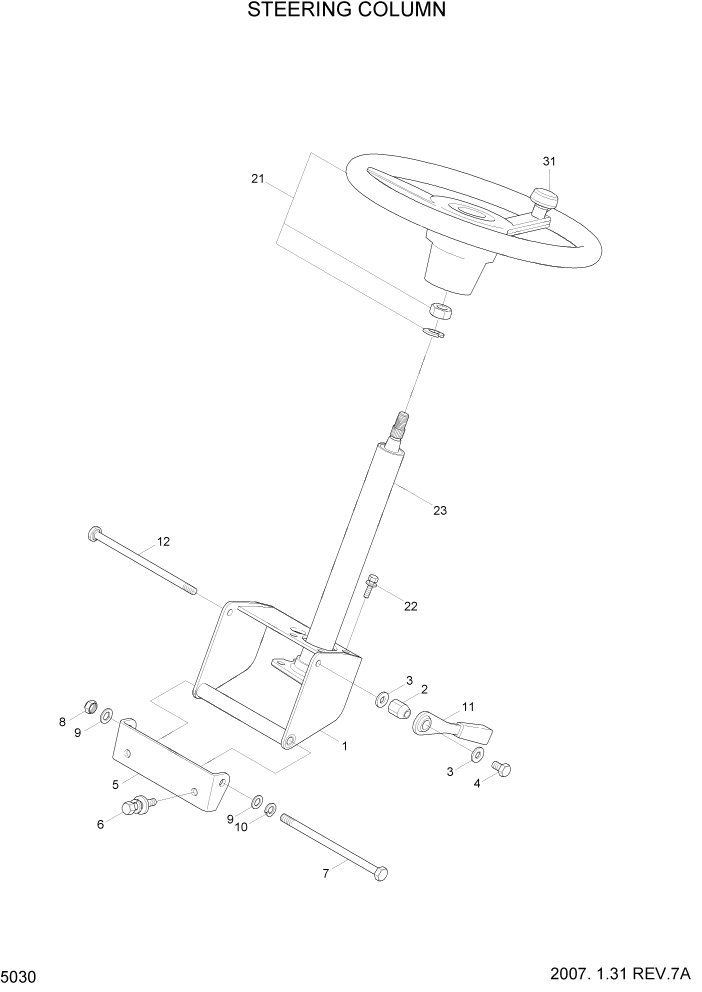 Схема запчастей Hyundai HBF20/HBF25/HBF30C-7 - PAGE 5030 STEERING COLUMN РУЛЕВОЕ & СИСТЕМА УПРАВЛЕНИЯ