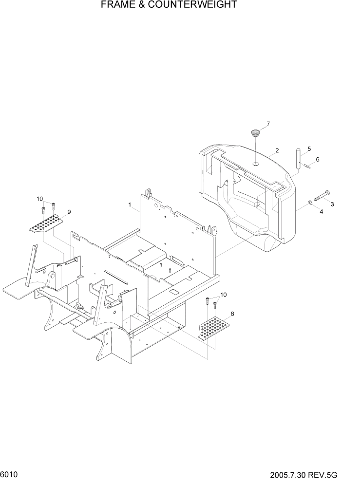 Схема запчастей Hyundai HBF20/HBF25/HBF30C-7 - PAGE 6010 FRAME & COUNTERWEIGHT СТРУКТУРА