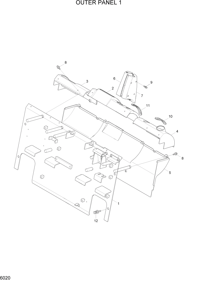 Схема запчастей Hyundai HBF20/HBF25/HBF30C-7 - PAGE 6020 OUTER PANEL 1 СТРУКТУРА