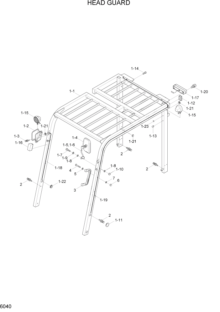 Схема запчастей Hyundai HBF20/HBF25/HBF30C-7 - PAGE 6040 HEAD GUARD СТРУКТУРА