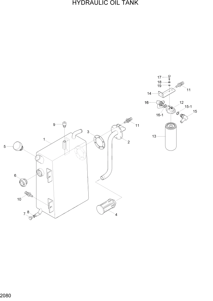 Схема запчастей Hyundai HBR20/HBR25-7 - PAGE 2080 HYDRAULIC OIL TANK ГИДРАВЛИЧЕСКАЯ СИСТЕМА