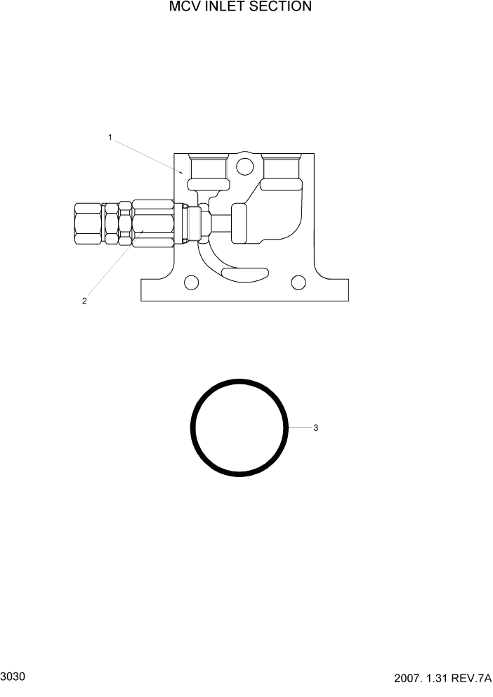 Схема запчастей Hyundai HBR20/HBR25-7 - PAGE 3030 MCV INLET SECTION ГИДРАВЛИЧЕСКИЕ КОМПОНЕНТЫ