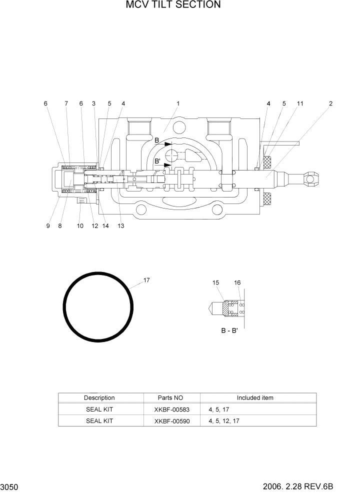 Схема запчастей Hyundai HBR20/HBR25-7 - PAGE 3050 MCV TILT SECTION ГИДРАВЛИЧЕСКИЕ КОМПОНЕНТЫ