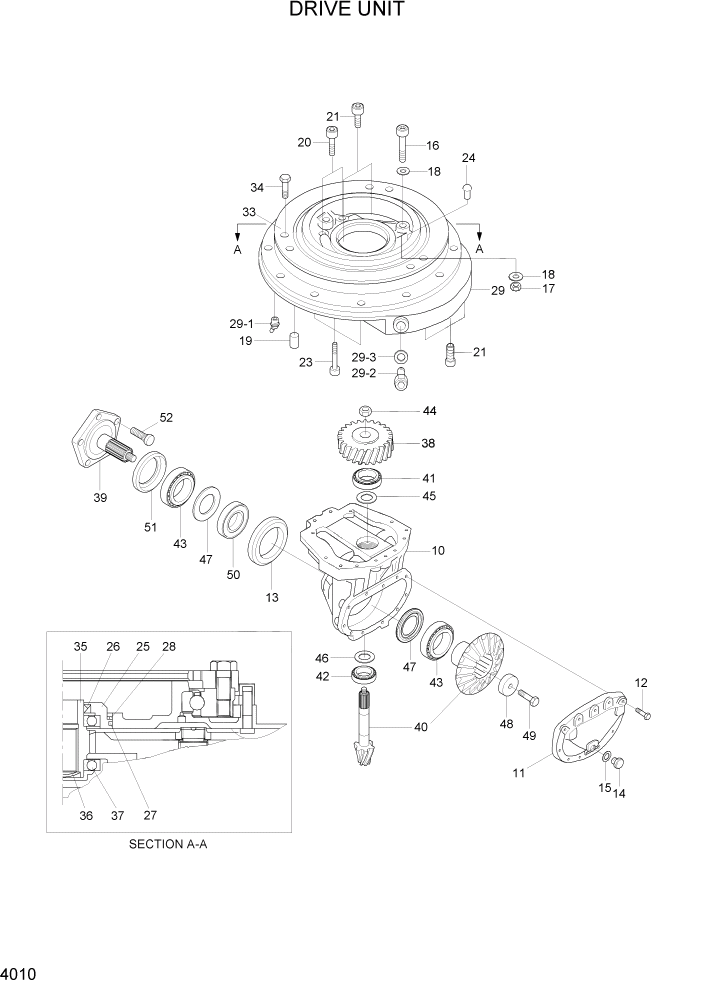 Схема запчастей Hyundai HBR20/HBR25-7 - PAGE 4010 DRIVE UNIT СИЛОВАЯ СИСТЕМА