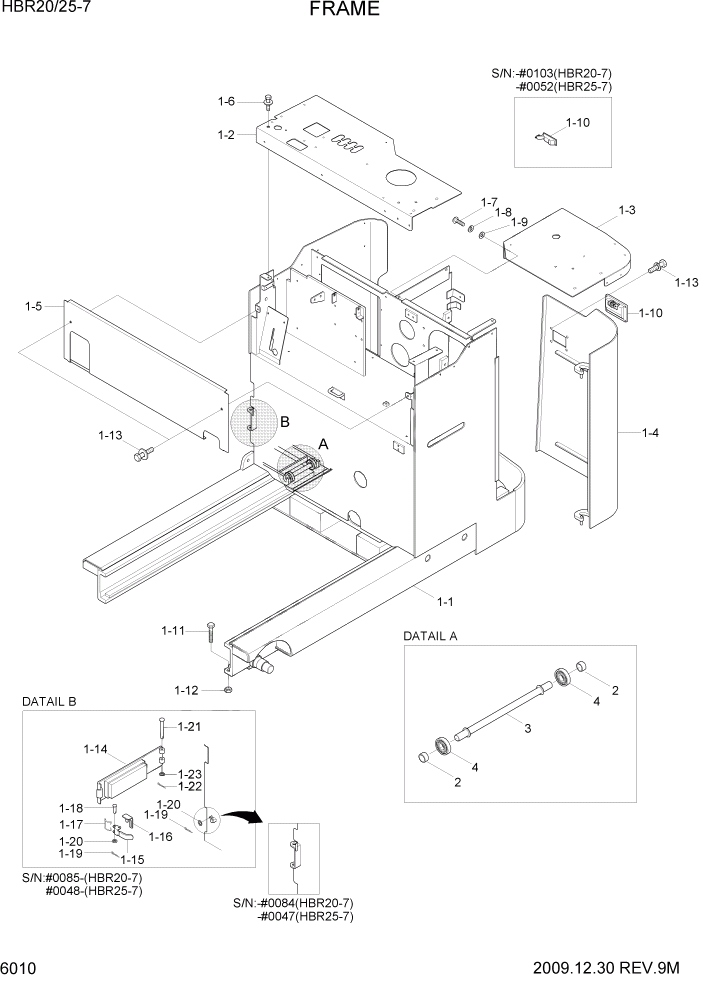 Схема запчастей Hyundai HBR20/HBR25-7 - PAGE 6010 FRAME СТРУКТУРА