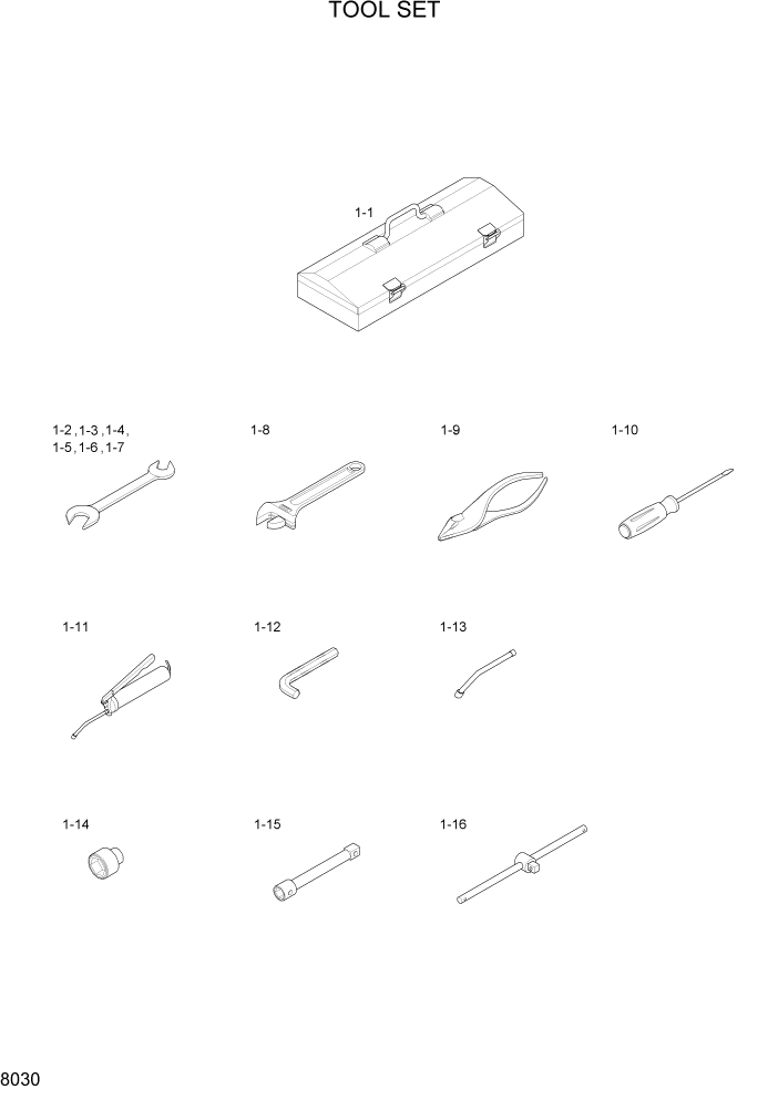 Схема запчастей Hyundai HBR20/HBR25-7 - PAGE 8030 TOOL SET ДРУГИЕ ЧАСТИ