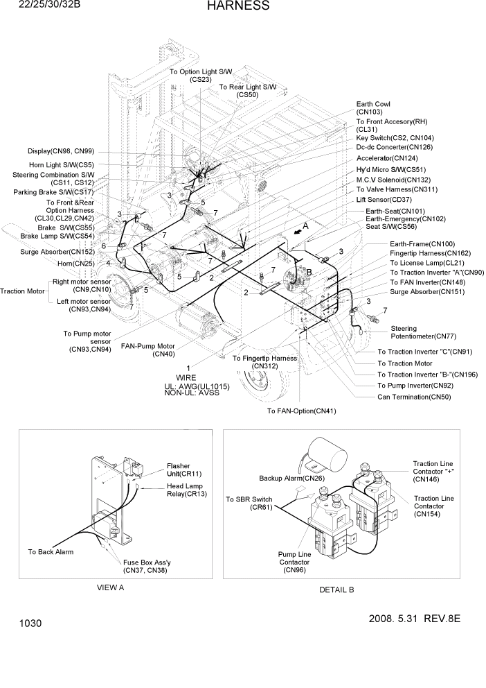 Схема запчастей Hyundai 22/25/30/32B-7 - PAGE 1030 HARNESS ЭЛЕКТРИЧЕСКАЯ СИСТЕМА