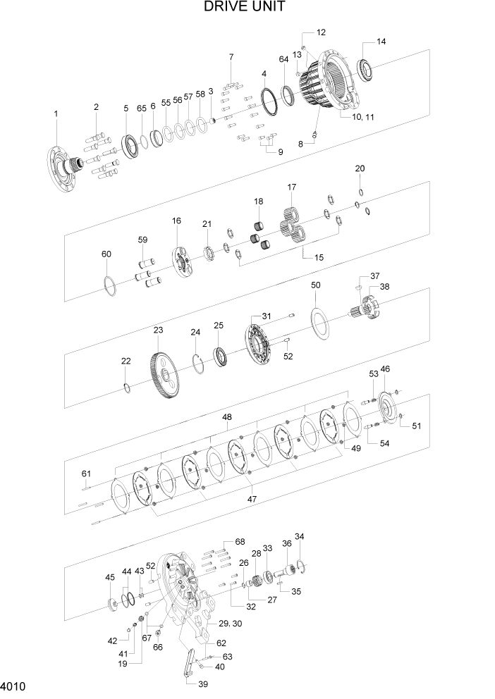 Схема запчастей Hyundai 22/25/30/32B-7 - PAGE 4010 DRIVE AXLE UNIT СИЛОВАЯ СИСТЕМА