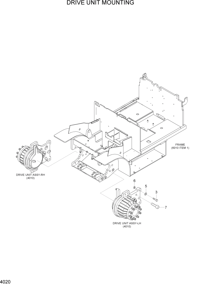 Схема запчастей Hyundai 22/25/30/32B-7 - PAGE 4020 DRIVE UNIT MOUNTING СИЛОВАЯ СИСТЕМА