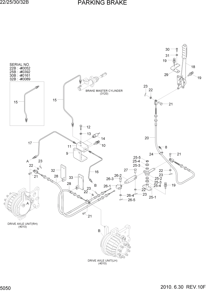 Схема запчастей Hyundai 22/25/30/32B-7 - PAGE 5050 PARKING BRAKE РУЛЕВОЕ & СИСТЕМА УПРАВЛЕНИЯ