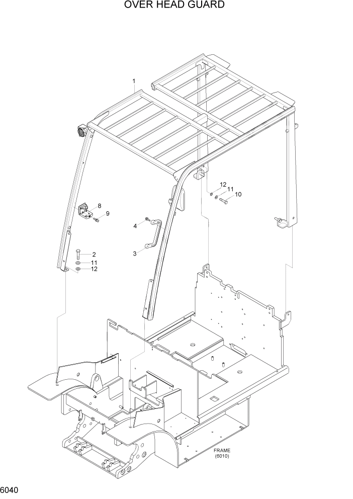 Схема запчастей Hyundai 22/25/30/32B-7 - PAGE 6040 OVERHEAD GUARD СТРУКТУРА