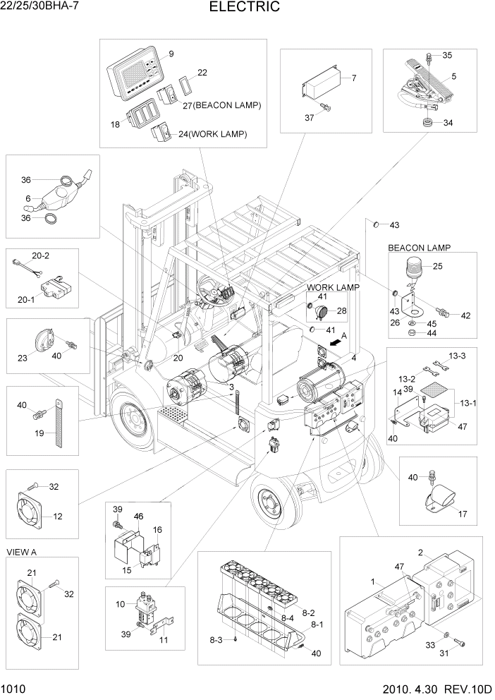 Схема запчастей Hyundai 22/25/30BHA-7 - PAGE 1010 ELECTRIC ЭЛЕКТРИЧЕСКАЯ СИСТЕМА