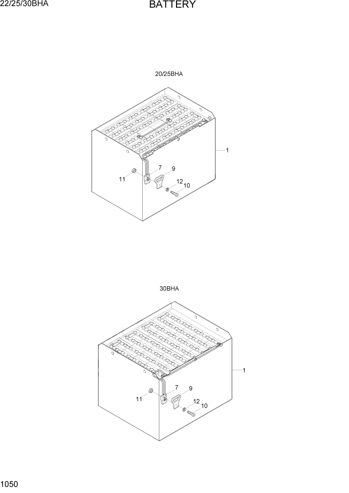 Схема запчастей Hyundai 22/25/30BHA-7 - PAGE 1050 BATTERY ЭЛЕКТРИЧЕСКАЯ СИСТЕМА