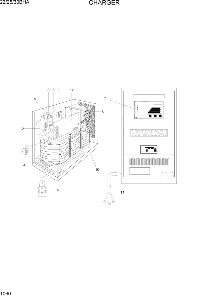 Схема запчастей Hyundai 22/25/30BHA-7 - PAGE 1060 CHARGER ЭЛЕКТРИЧЕСКАЯ СИСТЕМА