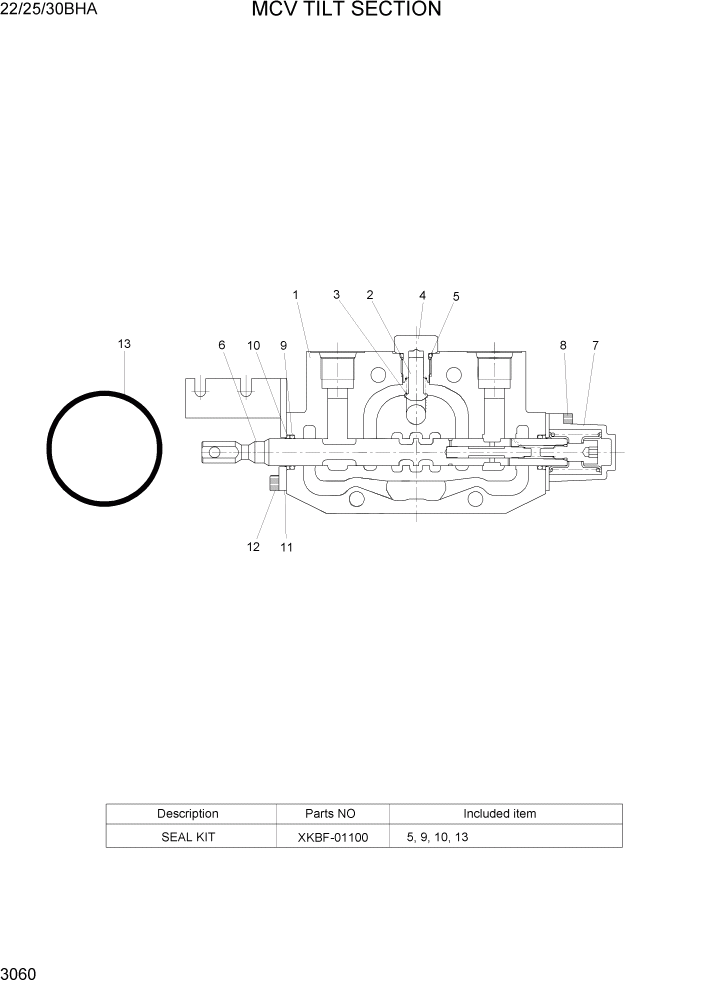 Схема запчастей Hyundai 22/25/30BHA-7 - PAGE 3060 MCV TILT SECTION ГИДРАВЛИЧЕСКИЕ КОМПОНЕНТЫ