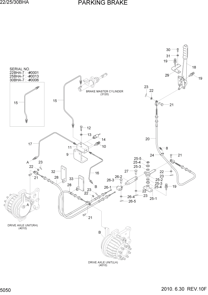 Схема запчастей Hyundai 22/25/30BHA-7 - PAGE 5050 PARKING BRAKE РУЛЕВОЕ & СИСТЕМА УПРАВЛЕНИЯ