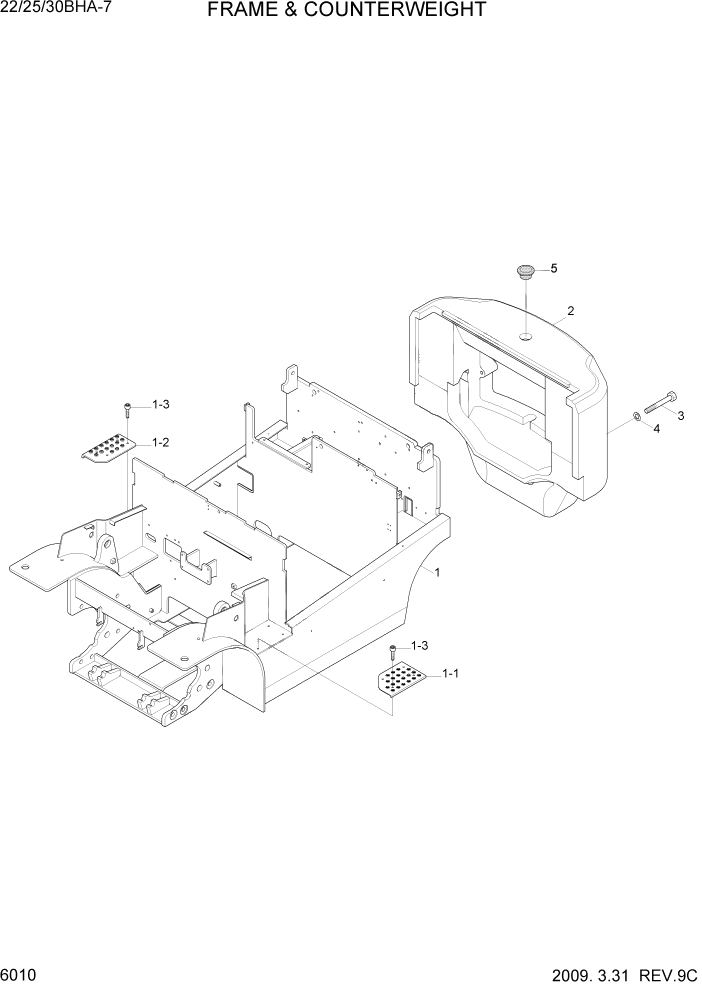 Схема запчастей Hyundai 22/25/30BHA-7 - PAGE 6010 FRAME & COUNTERWEIGHT СТРУКТУРА