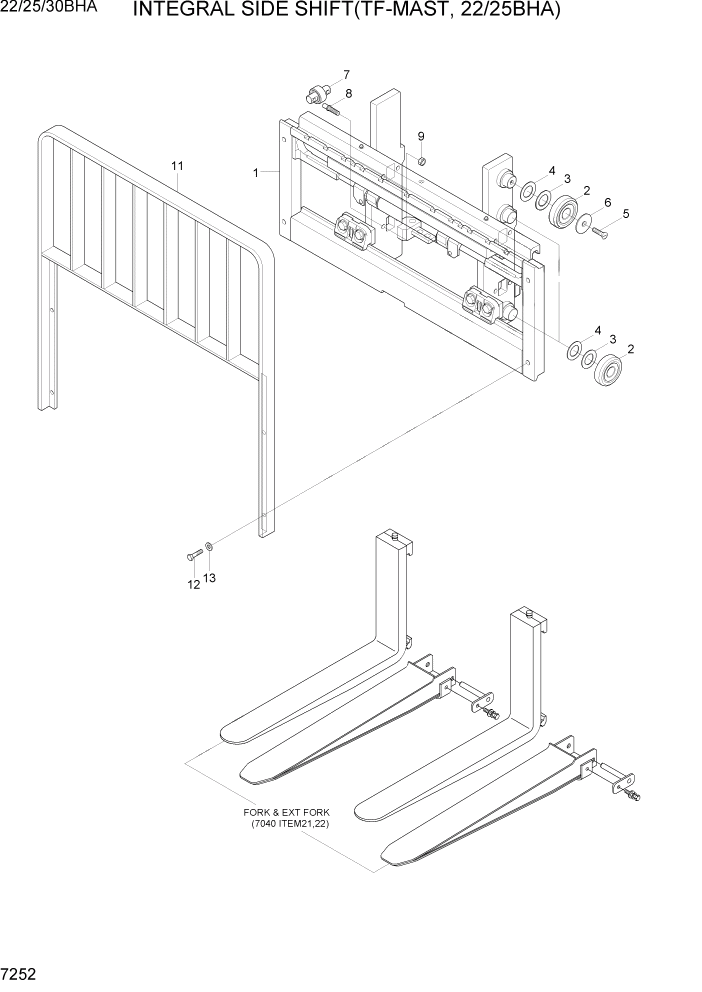 Схема запчастей Hyundai 22/25/30BHA-7 - PAGE 7252 INTEGRAL SIDE SHIFT(TF-MAST,22/25BHA) РАБОЧЕЕ ОБОРУДОВАНИЕ