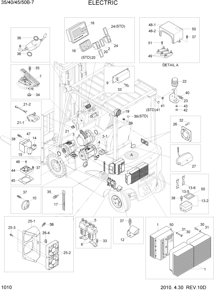 Схема запчастей Hyundai 35/40/45/50B - PAGE 1010 ELECTRIC ЭЛЕКТРИЧЕСКАЯ СИСТЕМА