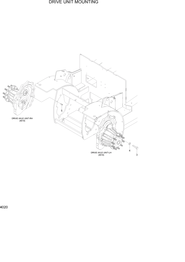 Схема запчастей Hyundai 35/40/45/50B - PAGE 4020 DRIVE UNIT MOUNTING СИЛОВАЯ СИСТЕМА