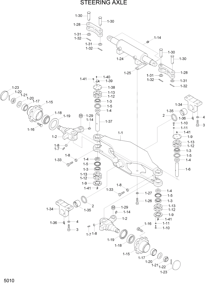 Схема запчастей Hyundai 35/40/45/50B - PAGE 5010 STEERING AXLE РУЛЕВОЕ & СИСТЕМА УПРАВЛЕНИЯ