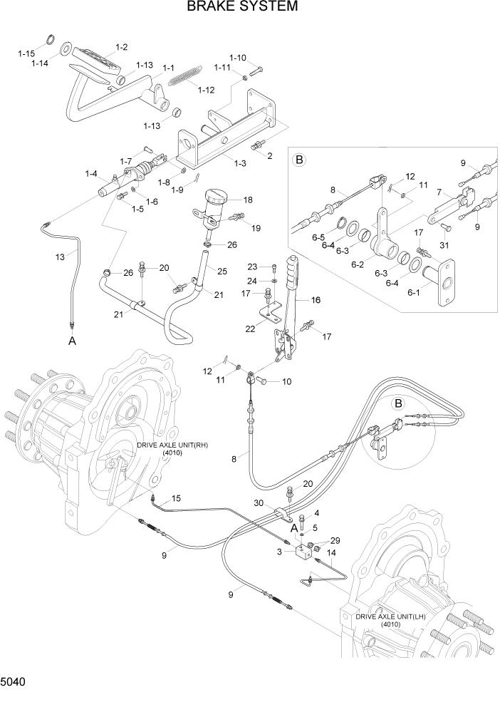 Схема запчастей Hyundai 35/40/45/50B - PAGE 5040 BRAKE SYSTEM РУЛЕВОЕ & СИСТЕМА УПРАВЛЕНИЯ