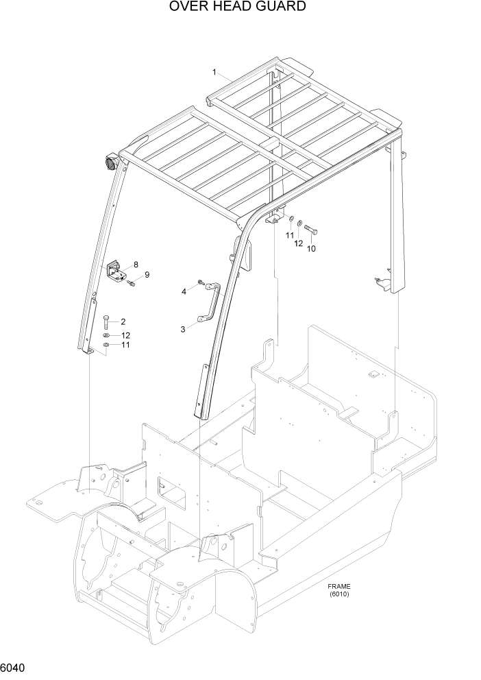 Схема запчастей Hyundai 35/40/45/50B - PAGE 6040 OVER HEAD GUARD СТРУКТУРА