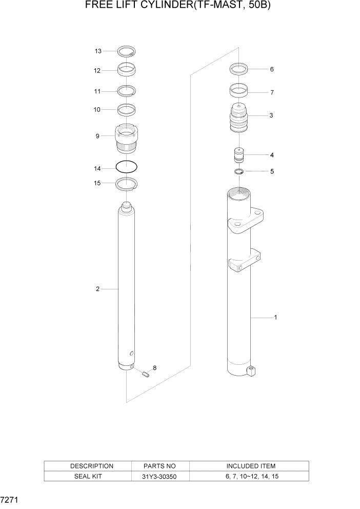 Схема запчастей Hyundai 35/40/45/50B - PAGE 7271 FREE LIFT CYLINDER(TF-MAST, 50B) РАБОЧЕЕ ОБОРУДОВАНИЕ