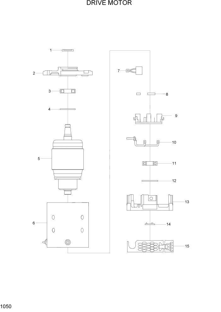 Схема запчастей Hyundai HBF15/HBF18T-5 - PAGE 1050 DRIVE MOTOR ЭЛЕКТРИЧЕСКАЯ СИСТЕМА