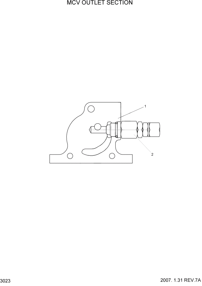 Схема запчастей Hyundai HBF15/HBF18T-5 - PAGE 3023 MCV OUTLET SECTION ГИДРАВЛИЧЕСКИЕ КОМПОНЕНТЫ