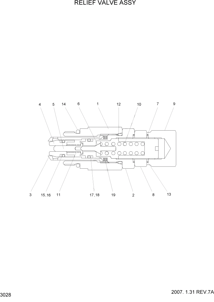 Схема запчастей Hyundai HBF15/HBF18T-5 - PAGE 3028 RELIEF VALVE ASSY ГИДРАВЛИЧЕСКИЕ КОМПОНЕНТЫ