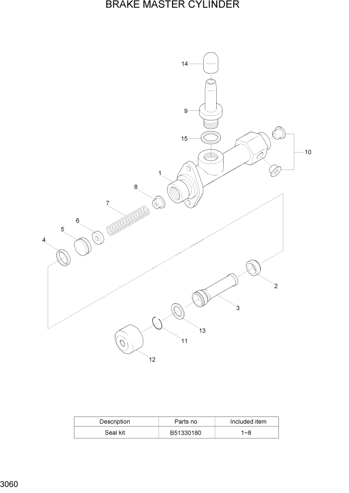 Схема запчастей Hyundai HBF15/HBF18T-5 - PAGE 3060 BRAKE MASTER CYLINDER ГИДРАВЛИЧЕСКИЕ КОМПОНЕНТЫ