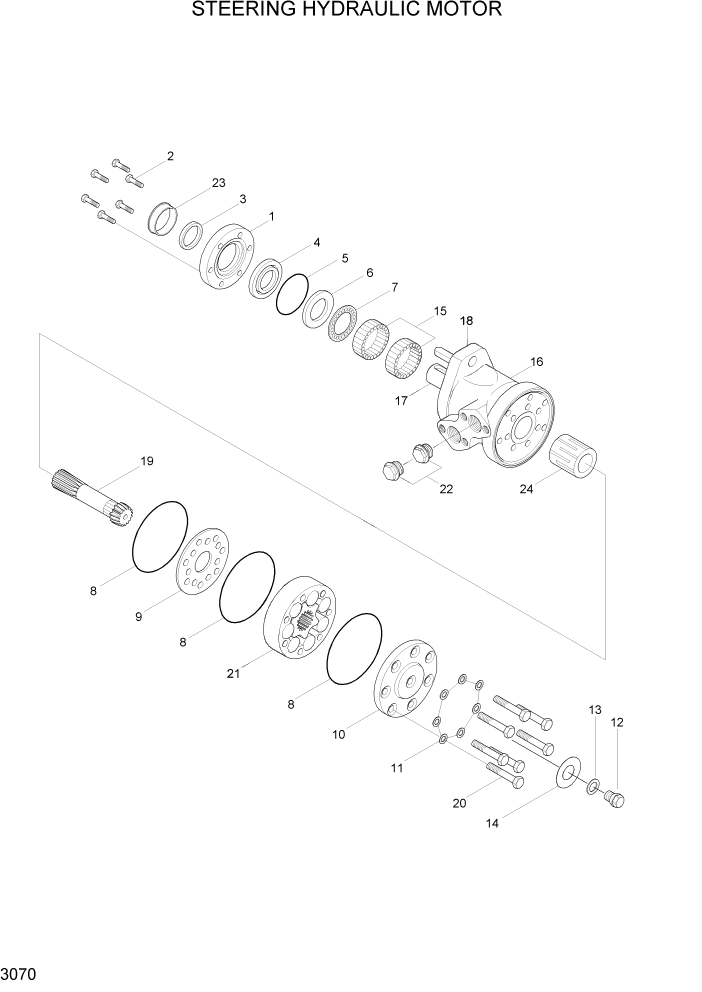 Схема запчастей Hyundai HBF15/HBF18T-5 - PAGE 3070 STEERING HYDRAULIC MOTOR ГИДРАВЛИЧЕСКИЕ КОМПОНЕНТЫ