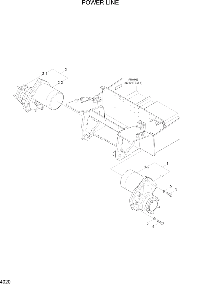 Схема запчастей Hyundai HBF15/HBF18T-5 - PAGE 4020 POWER LINE СИЛОВАЯ СИСТЕМА