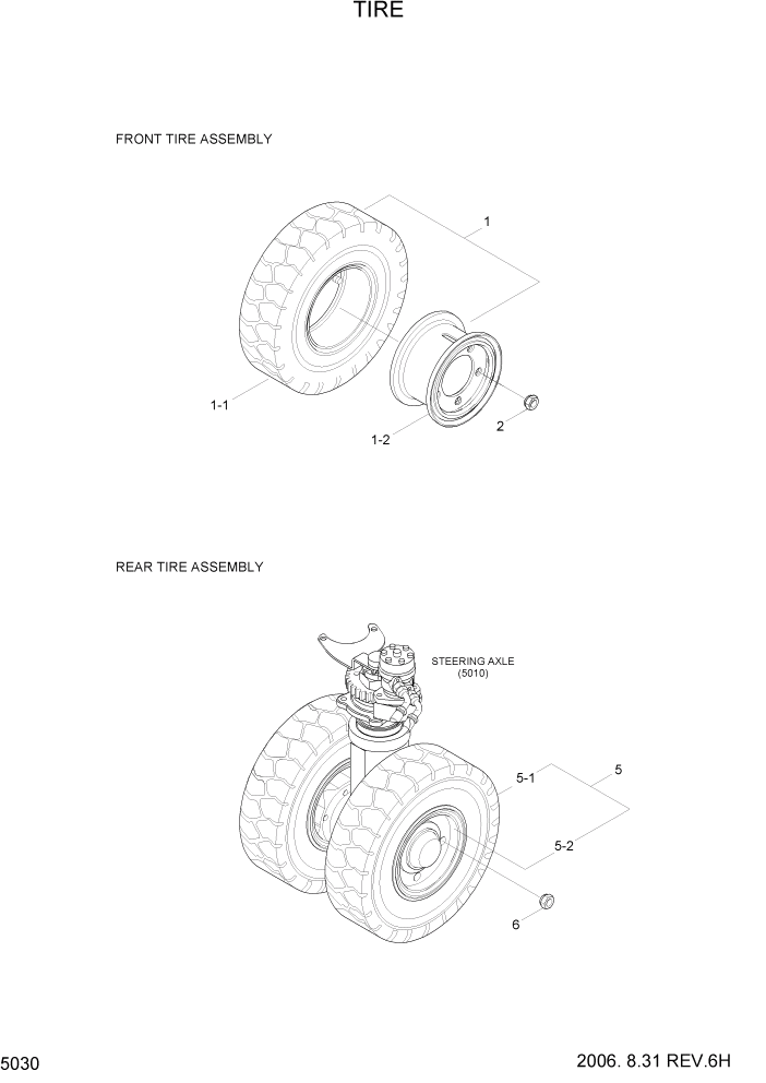 Схема запчастей Hyundai HBF15/HBF18T-5 - PAGE 5030 TIRE РУЛЕВОЕ & СИСТЕМА УПРАВЛЕНИЯ